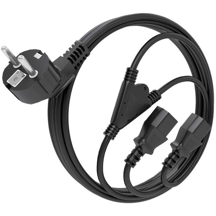 Aisens Cable de Alimentación CPU CEE7/7 a 2x C13, 3m, Negro